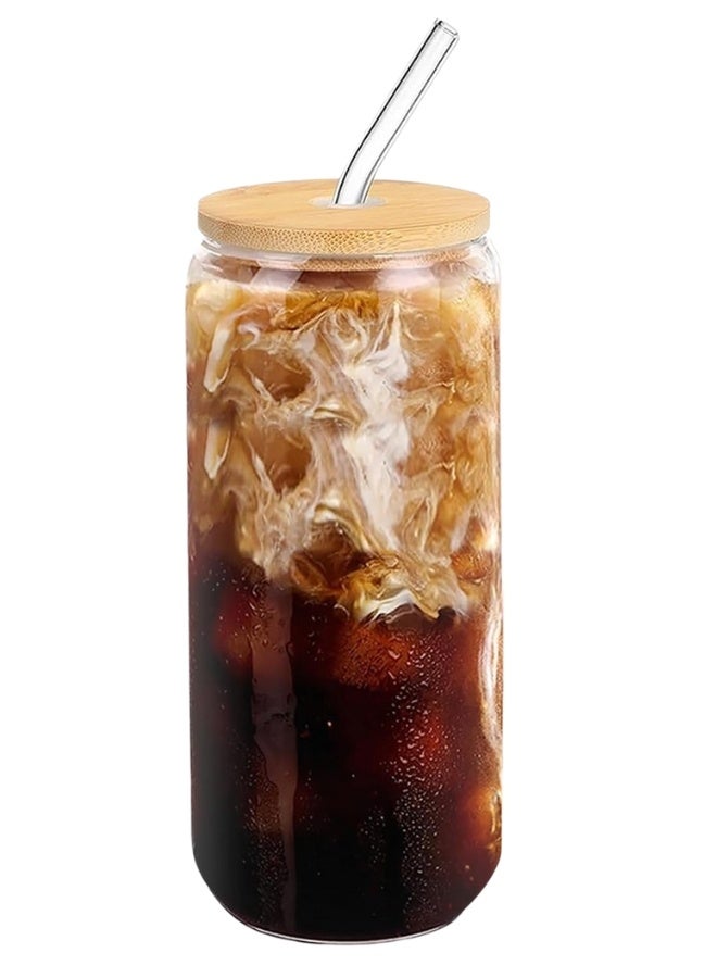 Happy Home Glass Cup with Lid and Straw 600ml  – Heat & Cold Resistant Borosilicate Glass, Leak-Proof Lid with Silicone Straw Cover, Transparent Elegant Tumbler for Smoothies, Coffee, Iced Drinks, Cocktails, Juice, Milk Tea, Home & Outdoor Use - Image 2